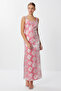 Strappy Patterned Slit Knitted Dress Lff0035 Pink