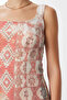 Patterned Slit Knitted Dress with Strap Lff0035 Oranj - 4
