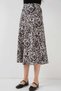 Women's Light Beige Zebra Patterned Satin Surface Elastic Waist Midi Length Skirt Hzl23S-Bd1101471 - 5