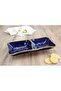 Beth & Lily – Sunset Blue & Gold Ceramic Two-Section Server | Artisan Sharing Tray | Eid & Casual Entertaining | UAE