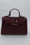 Women's Knitted Chain Strap Burgundy Hand and Shoulder Bag - Crossbody Use - Key Lock Detail - 2