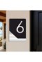 Apartment -Wall - Door - Hotel Number Laser Cutting (Black & Mirror Silver 14X10 cm) Number 6 Six