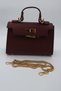 Women's Knitted Chain Strap Burgundy Hand and Shoulder Bag - Crossbody Use - Key Lock Detail - 3
