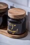 7937 Pierre 3-Piece Acacia Wood Jar Set with Lid and Tray 12 cm - Amber - 2