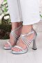 356092 Soft Piping Stone Platform Sole Heeled Women's Shoes - 2