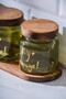 7937 Pierre 3-Piece Acacia Wood Jar Set with Lid and Tray 12 cm - Green - 2