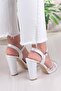 3961 Uraz Stone Detailed Platform Sole High Heeled Women's Shoes - 4