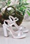 3961 Uraz Stone Detailed Platform Sole High Heeled Women's Shoes - 5