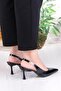 129-1122 Fls Patent Leather Closed Front Open Back Heeled Women's Shoes - 4