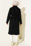 Belted Pocket Knee Length Long Cashmere Winter Women's Coat Black - 3