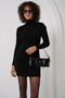 Women's Turtleneck Knitwear Dress Black 1121 - 4
