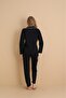 Women's Black Button Long Sleeve Cotton Pajama Set - 4