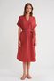 4720 Women's Pleat Detailed Tie-Up V-Neck Muslin Dress Tile