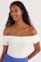 Women's Standard Fit Regular Cut White Strapless Blouse