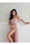 Powder Low Sleeve Sequin Evening Dress - 3