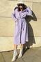 Women's Lilac Double Breasted Collar, Hooded, Double Pocket, Belted Waist, Long Cashmere Coat (Without Lining)