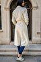 Ecru, Shawl Collar, Pockets, Belt Detail, Unlined, Long Coat - 2