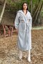 Gray Pocket, Balloon Sleeve, Belt, Thick Knit Knitwear, Long Coat - 5