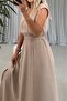 Modal Fabric Waist Decoleted V-Neck Dress 4S781 - 5