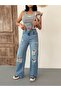 Women's Wide-Leg Laser High-Waist Wide-Leg Jeans Mid Blue - 5