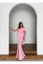 Women's Stone Detailed Madonna Collar Evening Dress & Engagement Dress & Invitation Dress & Wedding Dress - 5