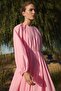 Ribbed Cotton Voile Pink Dress - 7