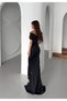 Women's Stone Detailed Madonna Collar Evening Dress & Engagement Dress & Invitation Dress & Wedding Dress - 3