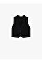 Aerobin Fabric V-Neck Buttoned Blazer Vest - 3