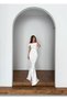 Women's Stone Detailed Madonna Collar Evening Dress & Engagement Dress & Invitation Dress & Wedding Dress - 4