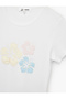 Short Sleeve Crew Neck Cotton Floral T-Shirt with Embroidery Detail - 3