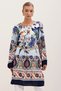 Women's Belted Patterned Dress Navy Blue 1142