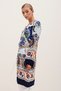 Women's Belted Patterned Dress Navy Blue 1142 - 2