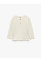 Textured Long Sleeve Crew Neck Cotton T-Shirt