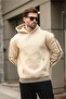 Beige Hooded Kangaroo Pocket Men's Sweatshirt E7163 - 2