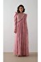Lace Detailled Shawl Dress Dry Rose