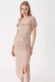 Women's Slit Detail Knitted Dress Biscuit 1146 - 3