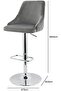 Velvet Bar Stool, Modern Adjustable Milan Grey Upholstered High Bar Chair - 2
