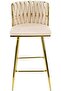 Bar Stools with Velvet Fabric, 99cm Viola High Bar Chair with Gold Finish for Kitchen - 3