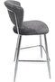 Velvet Bar Stool, Modern Grey Upholstered 94cm High Bar Chair with Chrome Metal Legs, - 6