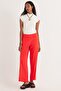 Women's Standard Fit Wide Leg Red Double Pants - 5