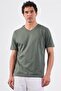 Men's Slim Fit V-Neck Khaki T-Shirt