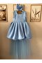 Girl's Evening Dress with Bow and Tail on the Back and Stones - 4