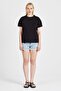 Women's Lace Embroidered 100% Cotton Black T-Shirt