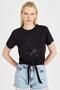 Women's Black T-Shirt with Tie Detail - 5