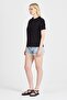 Women's Lace Embroidered 100% Cotton Black T-Shirt - 2