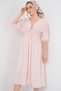 Women's Gathered Waist V-Neck Dress Powder 1150 - 3