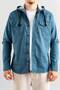 Hooded Slim Fit Men's Denim Shirt Petrol Blue - 2