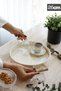Set of 3 Round Metal Tray with Wooden Handles, Cream Set - 6