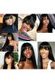 Full bangs black long straight hair wig headgear for women - 3