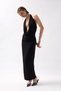 New Season Shawl Collar Lycra Stretch Fabric Low-Cut Detailed Women's Maxi Dress 52225052 - 6